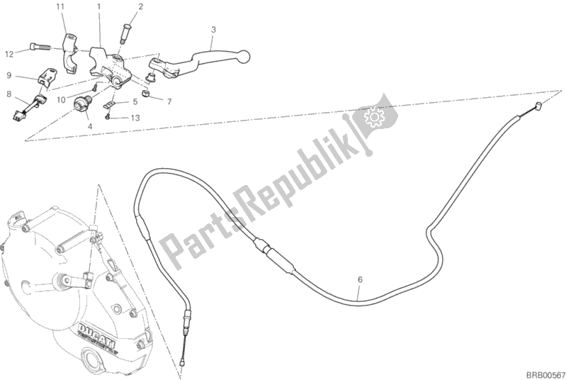 All parts for the Clutch Control of the Ducati Monster 821 Thailand 2019